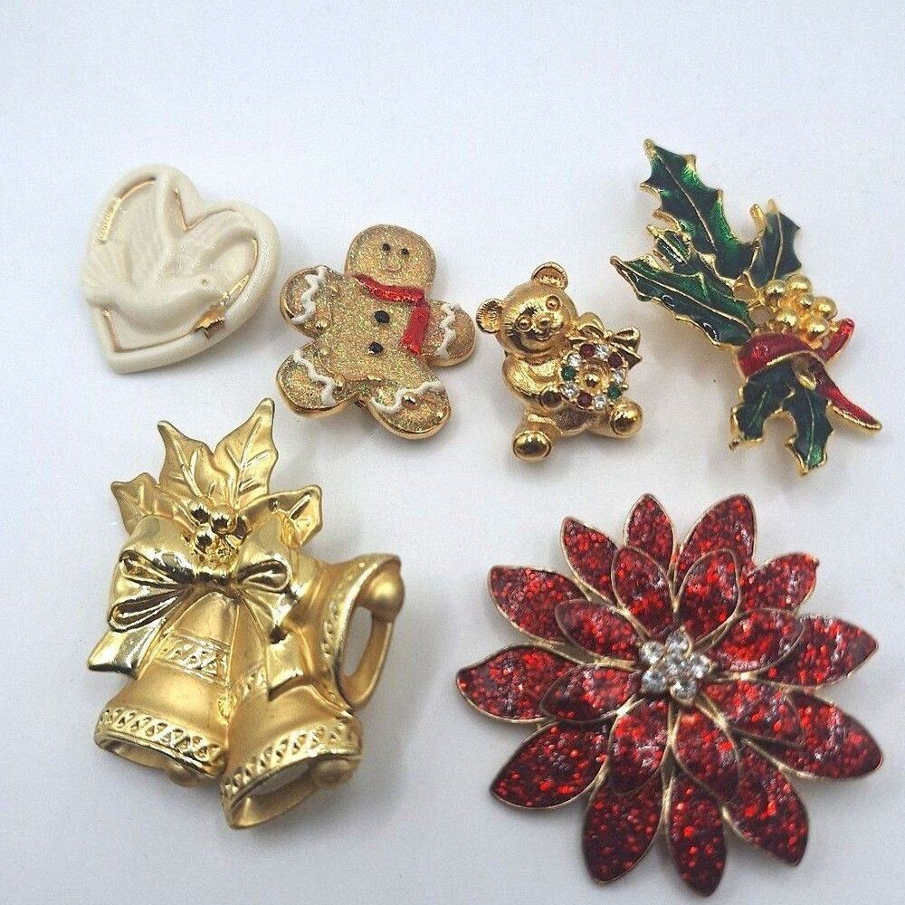 Vintage and Modern Christmas Brooch Bundle Lot